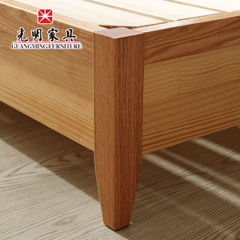 【光明家具】現(xiàn)代簡約雙人床1.8米1.5米全實(shí)木大床北歐 臥室家具紅橡木婚床 WX3-1503-180